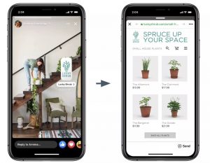Somulation sur iPhone de l'utilisation des stickers publicitaires qui est la future nouvelle fonctionnalité de Facebook